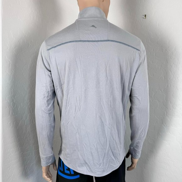 Tommy Bahama Via Del Sands Half-Zip Sweatshirt Size M in Light Grey - Picture 4 of 11